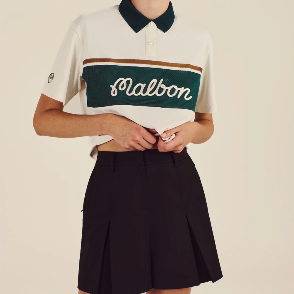 NWT MALBON Preserve Pleated Skirt/Short, Womens Golf, Black, Size 2